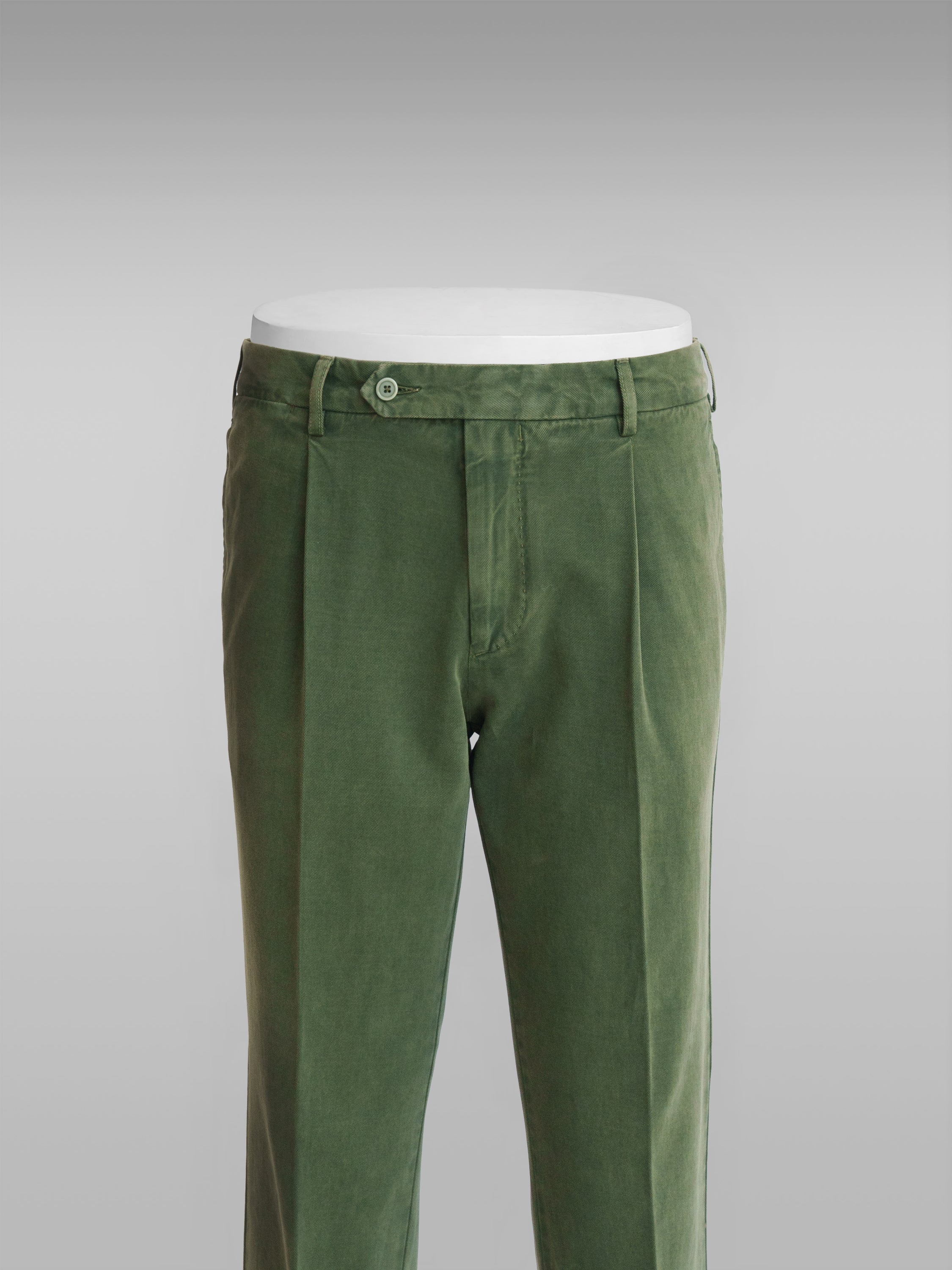 Pantaloni sportivi in cotone e cashmere verde a 1 piega
